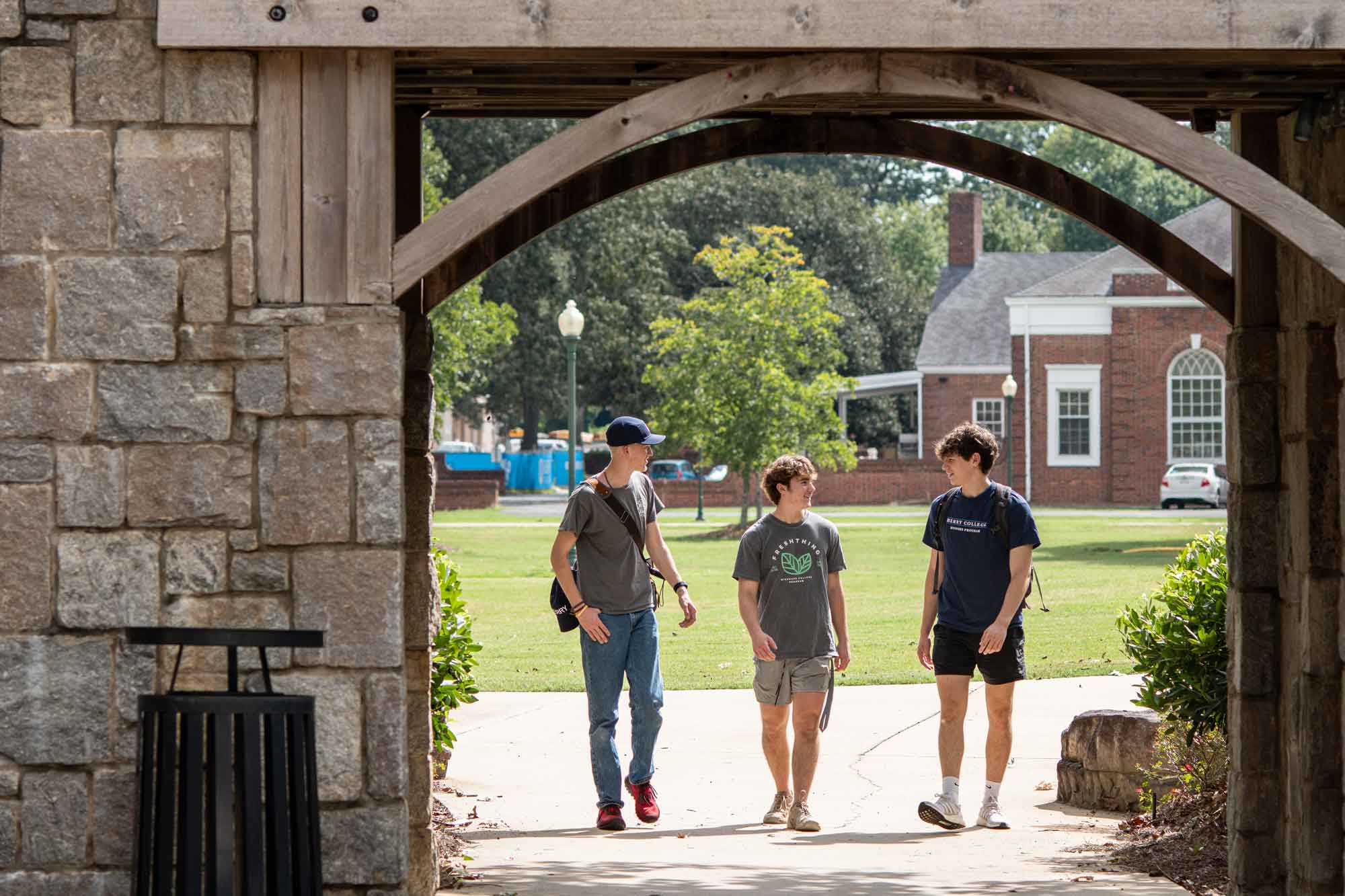 A group of WinShape College Program students walking on Berry College's campus